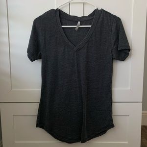 Basic Dark Gray V Neck T-Shirt